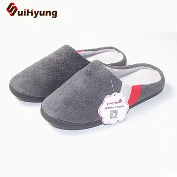 

Winter New Men's Cotton Slippers Quality Coral Velvet Warm Indoor Shoes Non-slip Soft Bottom Shoes Home Floor Slippers