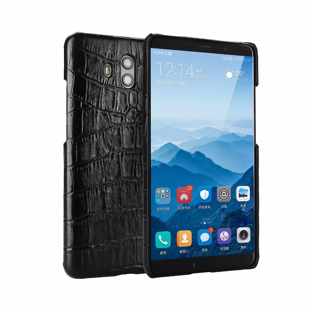 

CYBORIS for Huawei Mate 10 Case Genuine Leather Case for Mate10 Real Cow Leather Crocodile Pattern Cowhide Back Shell For Mate X