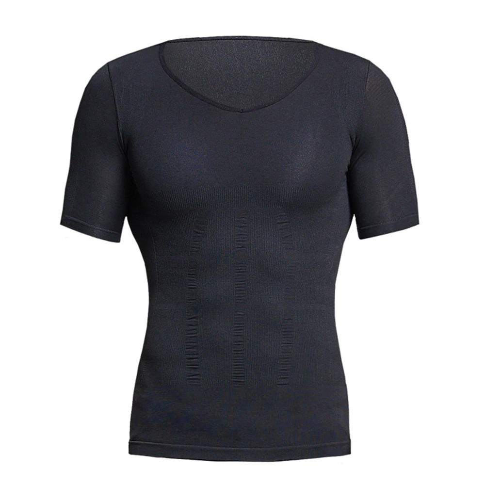 Для мужчин лето для похудения формирователь тела пояс Повседневная футболка быстросохнущее нижнее белье Корректирующее белье для мужчин Pro компрессионное короткое - Цвет: Black
