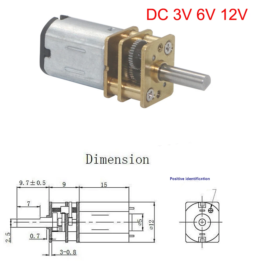 

DC 3V 6V 12V N20 Mini Micro Metal Gear Motor with Gearwheel DC Motors 15 30 50 60 100 200 300 500 600 1000RPM