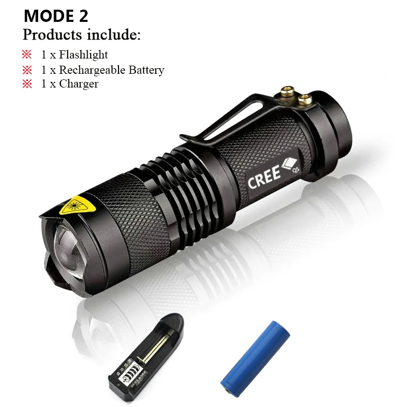 Мини-светильник-ручка cree xml t6 l2 q5 zoom flash светильник led lanterna Водонепроницаемый фонарь ues 18650 или 14500 светильник с перезаряжаемой батареей - Испускаемый цвет: MODE 2