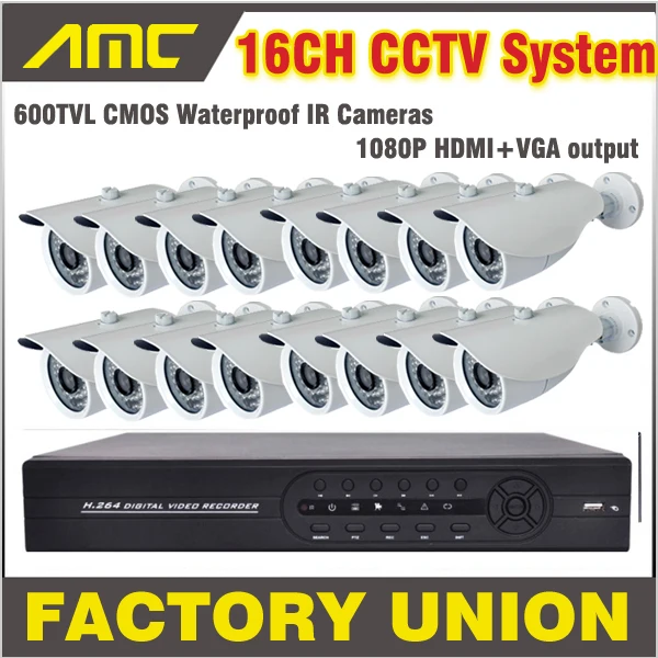 600TVL Bullet CCTV 16CH Camera Kit Surveillance Security Camera System