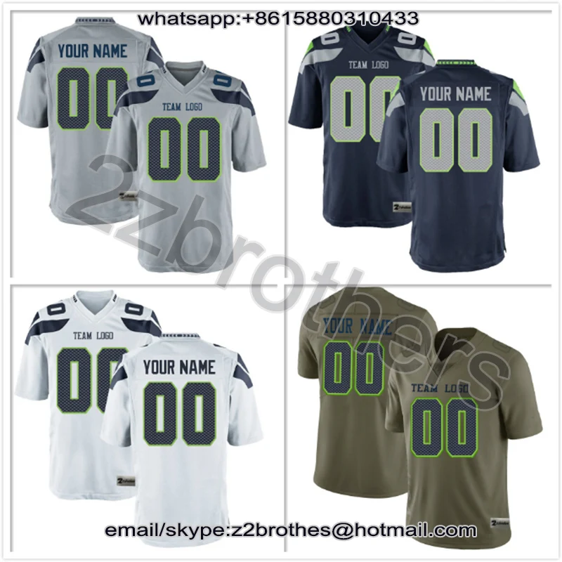 

OEM Factory Custom American Football Jerseys Design DIY Logo Stitch Embroidered Team T-Shirts Seattle Men Women Youth 2019 Draft