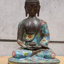 Xd 002696 12." Тибет Бронзовый Gild перегородчатые Дворец Лаки Амитабха Будда Амитаюс факир