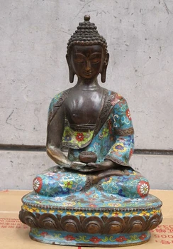 

xd 002696 12.5"Tibet Bronze Gild cloisonne Palace Lucky Amitabha Buddha Amitayus faquir