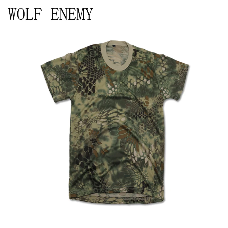

New Summer Outdoors Sport Military Tactical T Shirt Men Breathable Hunting Camouflage Python Camp Tees Mesh Clothes T-shirts