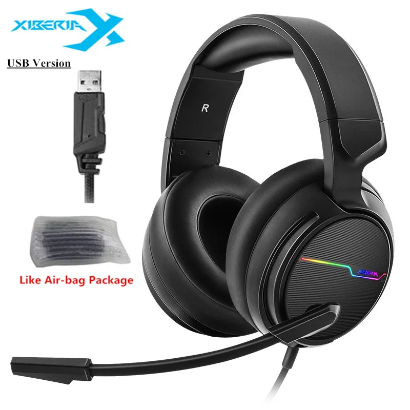 USB Plug-Air-bag Box Игровая гарнитура с объемным звуком USB 7,1 для PC Gamer Xiberia V20/3,5 мм, игровая гарнитура для PS4/Новая Xbox One/Mac с микрофоном - Цвет: USB Plug-Air-bag Box