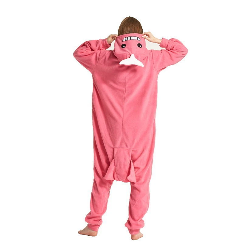 Косплей сексуальный розовый комбинезон КИТ, пижамы унисекс костюм для взрослых комбинезон с животными костюм ночная рубашка с мультяшным