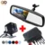 CPU de doble Núcleo de 4.3 pulgadas Espejo Retrovisor Del Coche Monitor de Aparcamiento con Soporte + Cámara de Visión Trasera Sensor de Aparcamiento de Coches de Vídeo 4 sensores