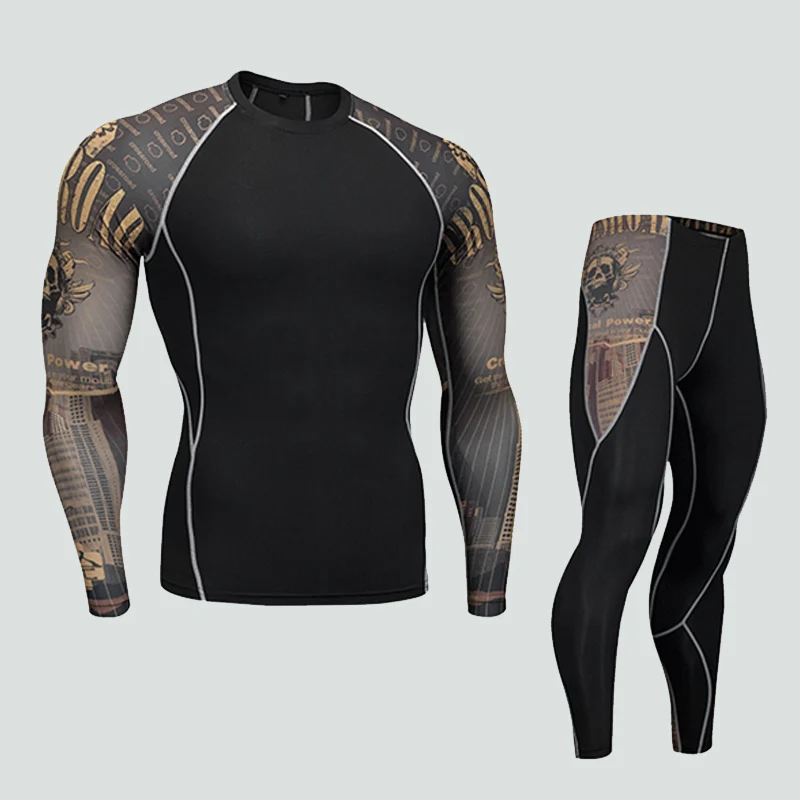 

men sportswear set teen wolf skull compression suit sportsman wear bodybuilding bicycle sporting rashguard male sweatshirt