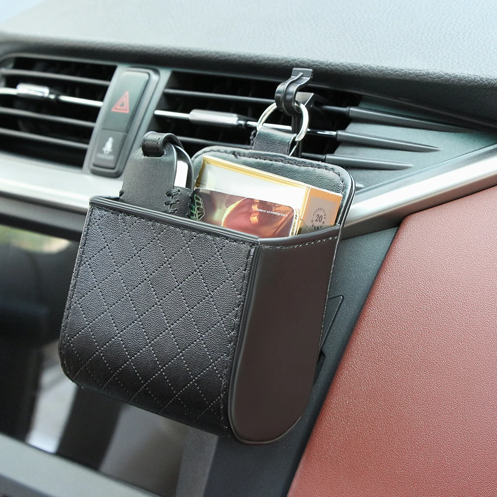 

PU Leather Car Outlet Air Vent Storage Box Organizer Bag for Suzuki Swift Volkswagen Passat B5 B6 Tiguan Jetta Skoda Octavia