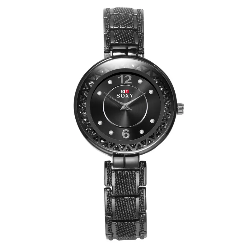 

Luxuey Women Watches Creative Hollow Gold-Plated Symmetrical Dial Alloy Strap Elegant Ladies Quartz Wrist Watch reloj de mujer