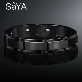 

High Quality Black Tungsten Bracelet For Man Jewelry With Energy Magnetic Stone