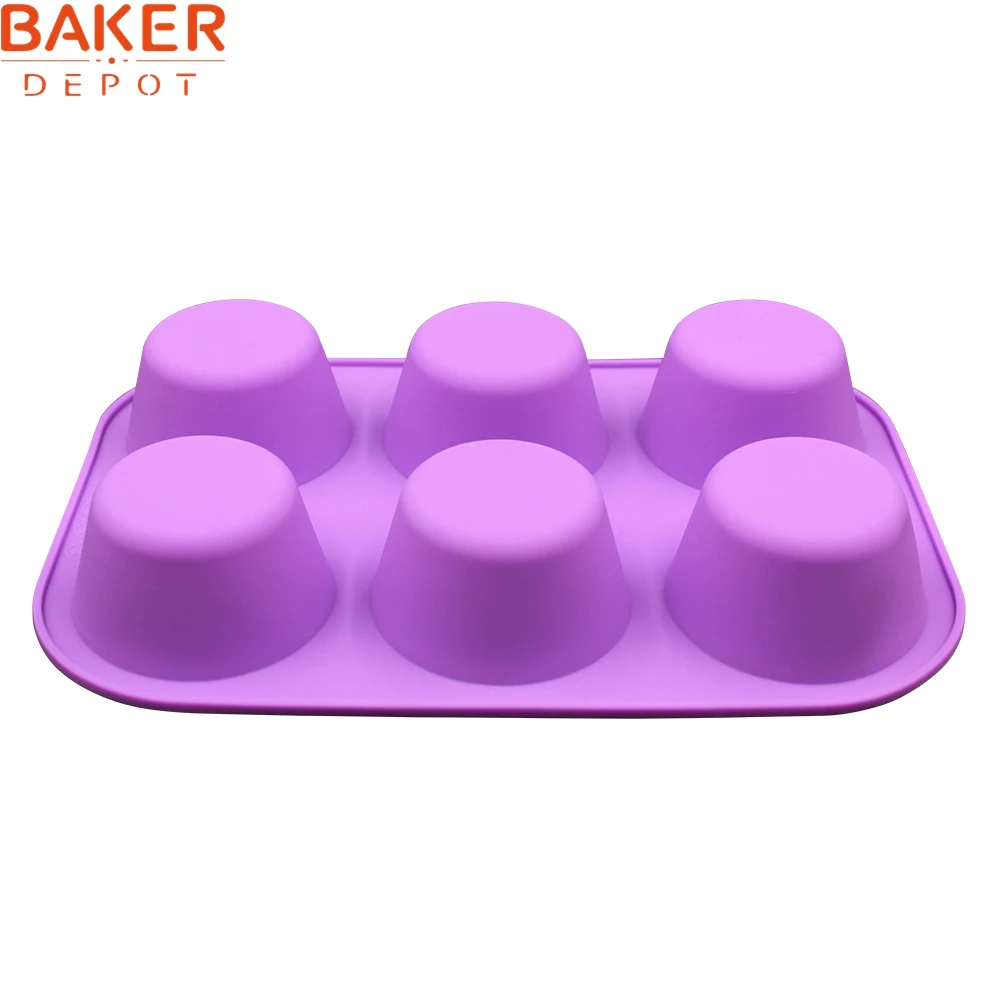 BAKER DEPOT, силиконовая форма для мыла, форма для Маффин кекса круглая форма для выпечки, форма для торта, 6 отверстий, свеча, ледяной пудинг, мыло ручной работы