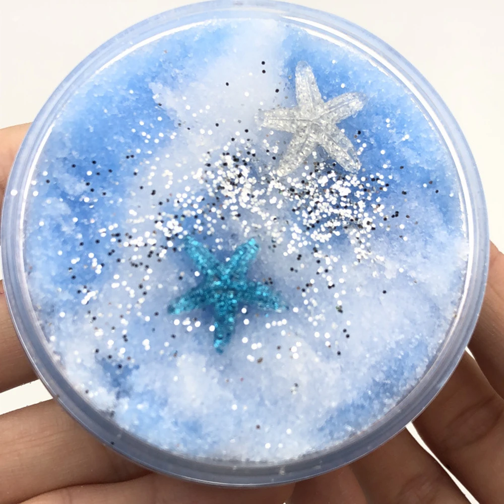 

60ml 100ml Ocean Starfish Slime Clay Polymer Anti Stress Kids Toy Cotton Mud Magic Crystal Sand Fluffy Slime Clay Toy Plasticine