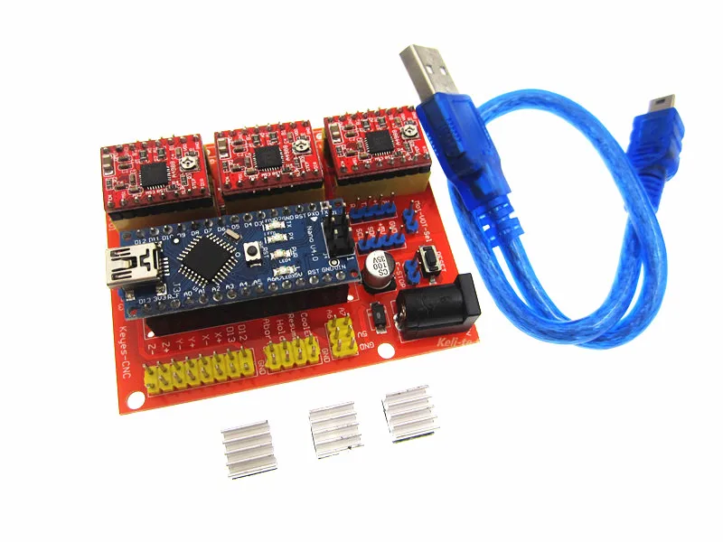 

1SET 3DV4 CNC Shield V4 + Nano 3.0 + 3pcs A4988 Reprap Stepper Drivers Set
