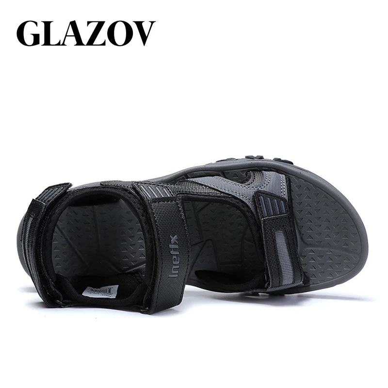 GLAZOV Brand Summer Men Sandals Hook&loop Men's Summer Shoes 2018 Fashion Waterproof Casual Beach Shoes Big Size 40-45 Orange