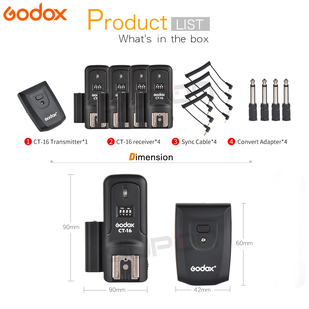 Godox CT 16 каналов беспроводной радио студия Flash Trigger передатчик + приемник набор для