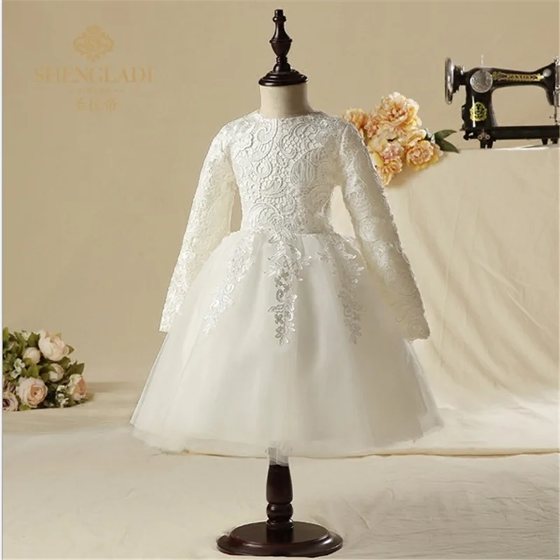 7p686 7pcs lot Baby Girls Dress 2017 New wedding dresses Lace toddler girl clothing Costume wholesale baby boutique clothing