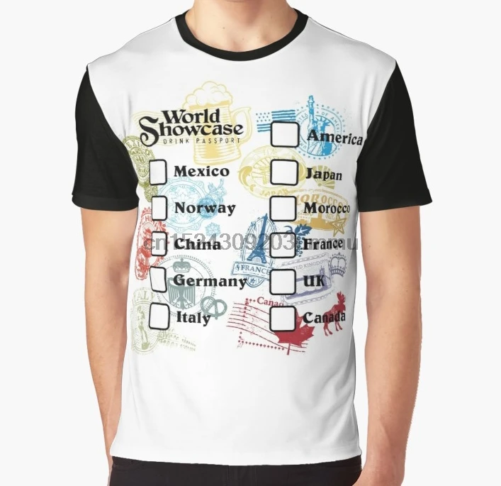 

All Over Print Women T Shirt Men Funny tshirt Drink Around the World - EPCOT Passport Graphic Women T-Shirt