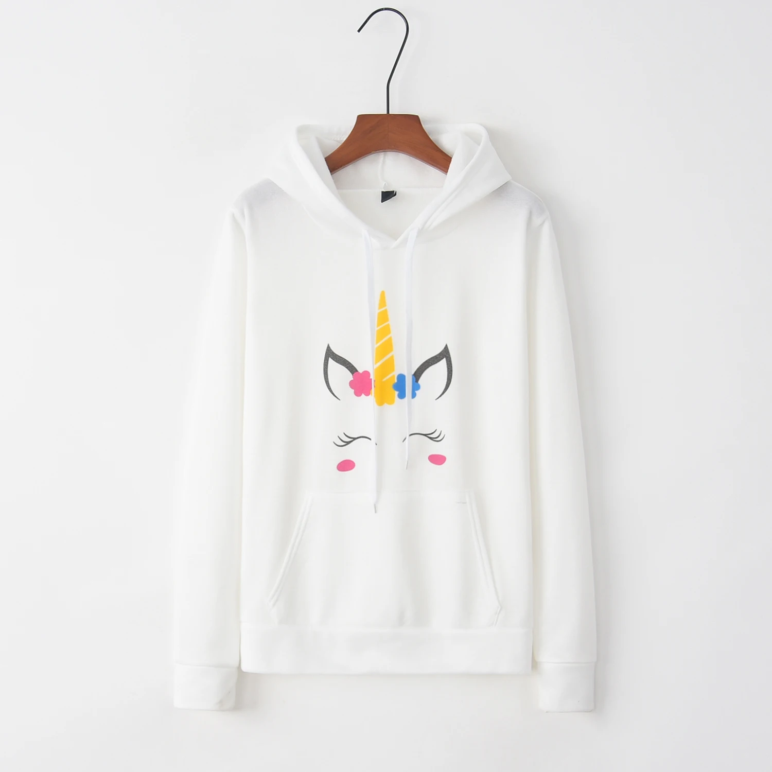 

2018 New Fashion Coloured Ladies Sweatshirts Unicorn Sweatshirts Long Sleeve Ladies Funny Hooded Sweatshirts