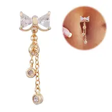 Цветок горный хрусталь пупка кольцо Штанга, пирсинг для губ ювелирные изделия сексуальные женщины узел в виде банта пирсинг