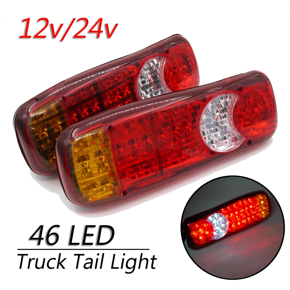 

1 Pair Universal 12V 46 LED Car Truck LED Tail Light Warning Lights Rear Lamp For Trailer Caravans UTE Campers ATV Boats