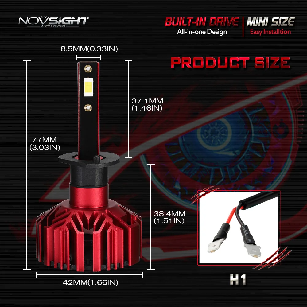 NOVSIGHT H4 H7 светодиодный Авто головного средства ухода за кожей Шеи Светильник лампы H11 H1 H3 H8 H9 9005 9006 автомобиля(Подол короче спереди и длиннее сзади) балок 60 Вт 10000LM 6000 К туман светильник лампочка DC12v 24v