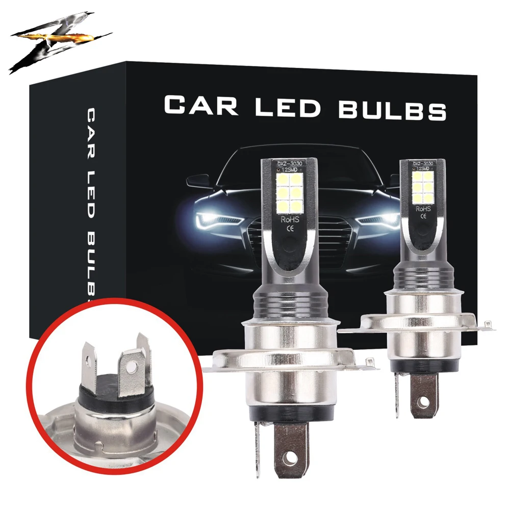 2Pcs H7 H4 LED Bulb Coche 12V No Error Lens Hi Lo H3 H11 Headlight Auto Fog Lamp White Wireless Car Driving HB4 Lights | Автомобили и
