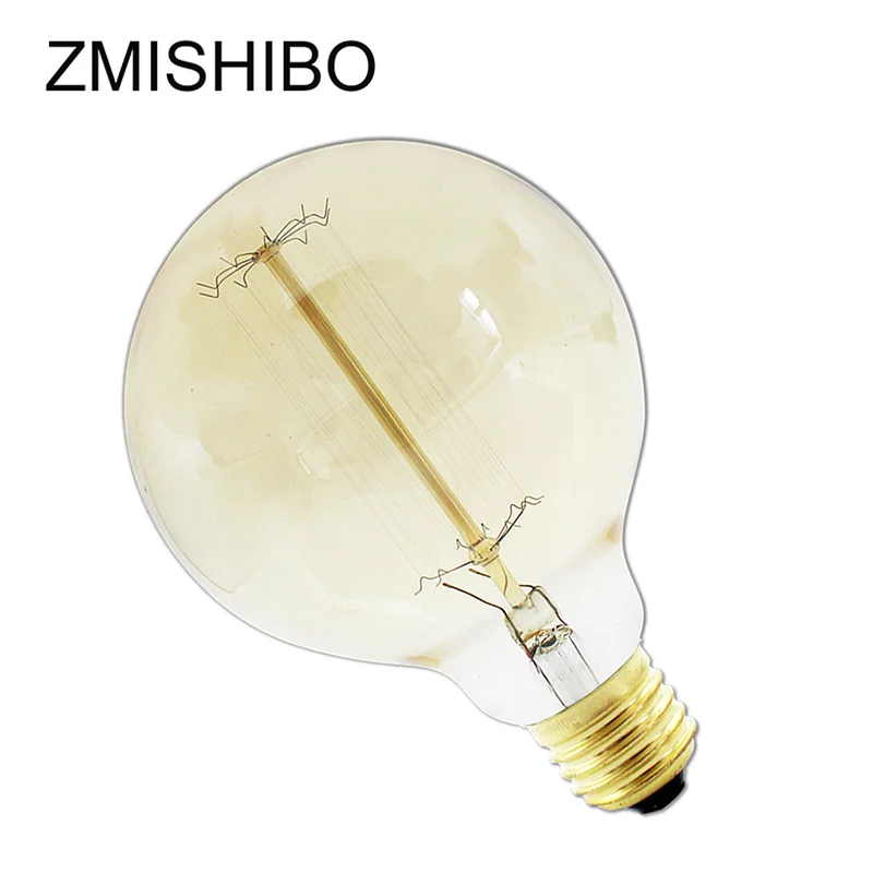 ZMISHIBO Ретро углеродная лампа накаливания E27 110-220 V 40 W ST64 A60 G95 T45 Стекло крышка теплый белый лампа накаливания Вольфрам светильники Эдисона - Цвет: G95 220V to 240V