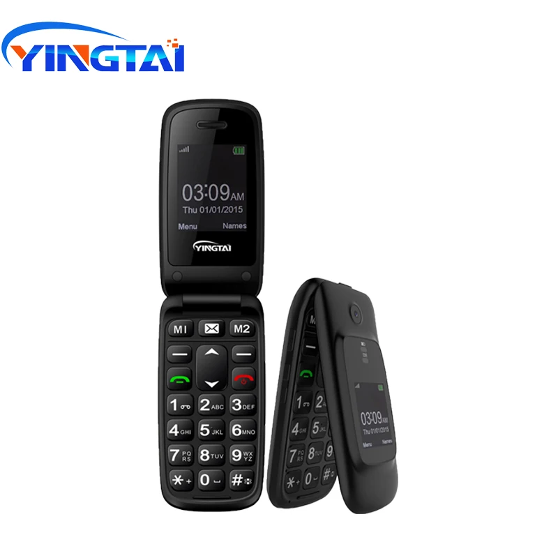 

Original YINGTAI T16 GSM flip senior dual screen china phone for Elder speed dial one-key SOS clamshell 2G FM customize Language