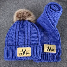 Детские шарфы, шапки, шерстяные аксессуары на осень и зиму, шапка, шарф, комплект для мальчиков и девочек 2-12 лет, шапка