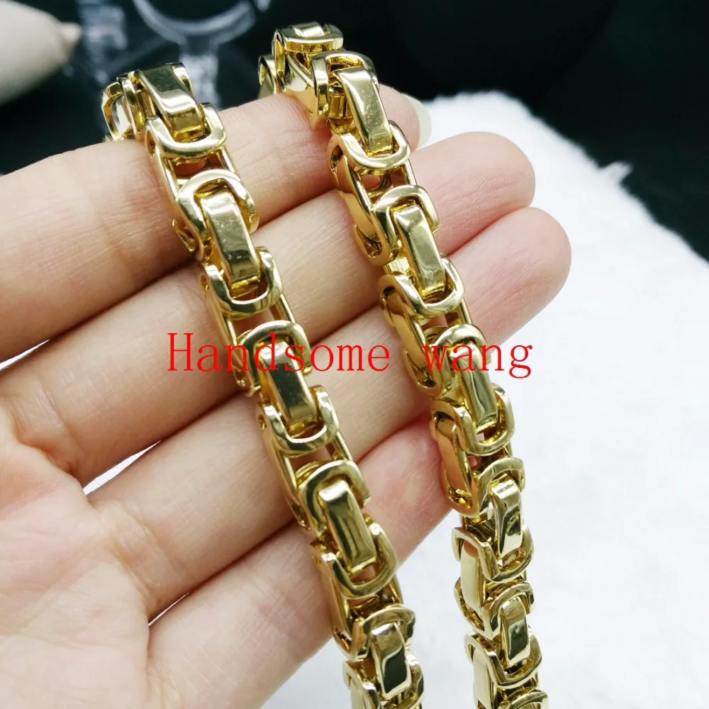 Perfect Gold-Plated 5/6/8mm Byzantine Box Stainless Steel Charming Unisex Bracelet/Necklace Fashion Jewelry 7-40inch Custom Size