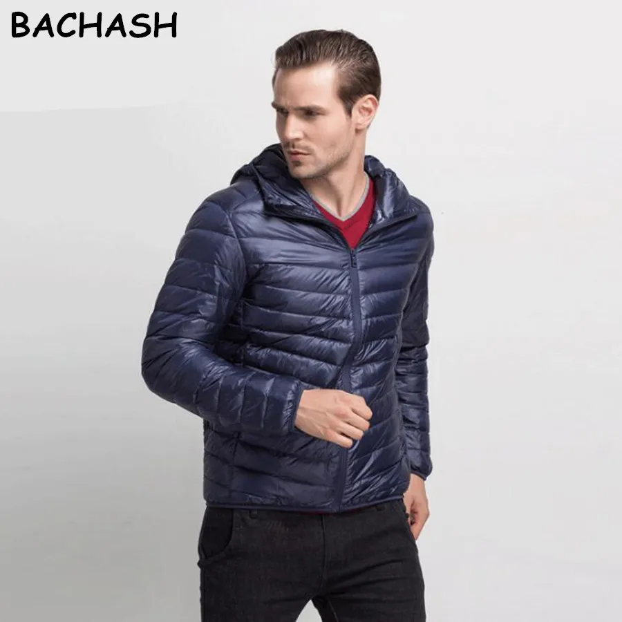 BACHASH 2018 Новый Повседневное бренд белая утка куртка Для мужчин осень-зима теплое пальто Для Мужчин's Сверхлегкий джинсовый жакет мужской