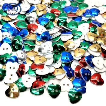 

HL 50/100pcs 13MM Plating Plastic Heart Buttons Mix Colors Apparel Sewing Accessories DIY Scrapbooking Crafts