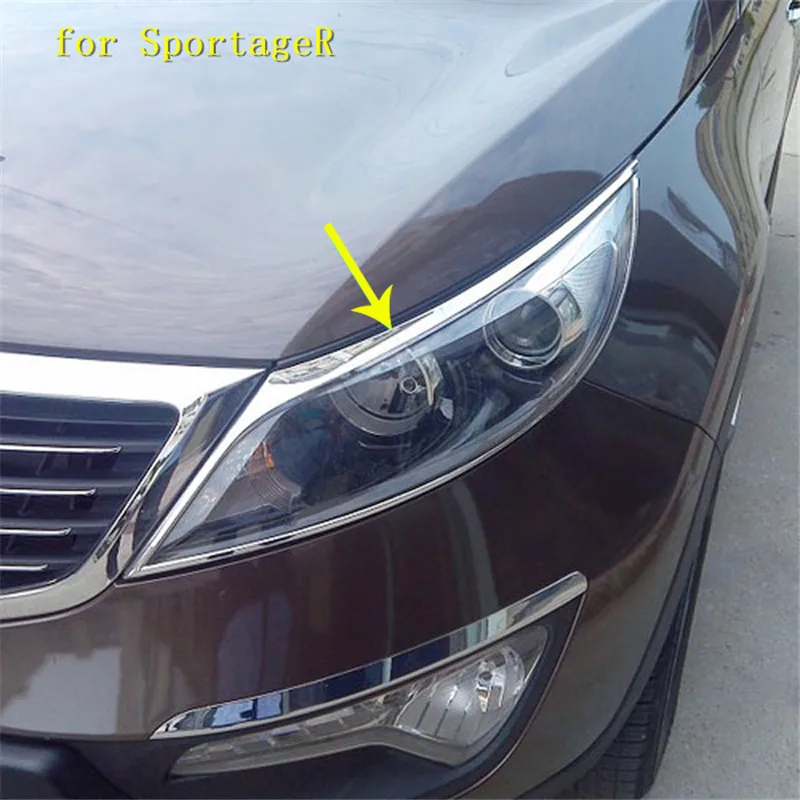 

2Pcs Chrome Car Front Headlight Head Light Lamp Cover Trim Sticker ABS Fit For Kia SportageR 2011-2016 Car styling