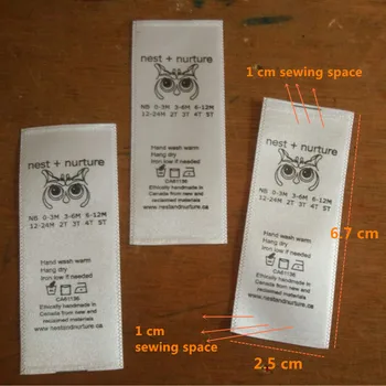 

500pcs Custom Soft satin cloth washing labels White care label for dress/shirt/hat 2.5 * 6.7 cm