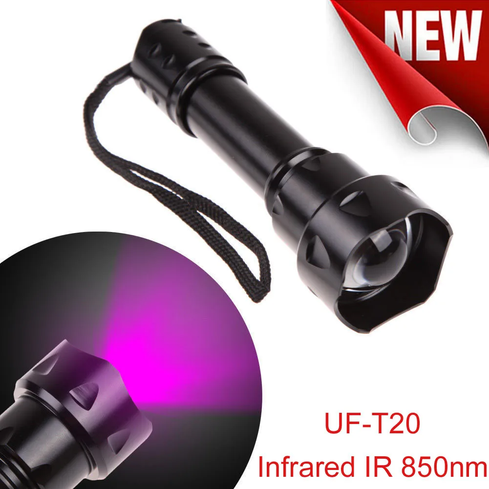 

2019 New High Quality Outdoor UF-T20 Infrared IR 850nm Night Vision Zoom Led Flashlight Lamp Drop Shipping