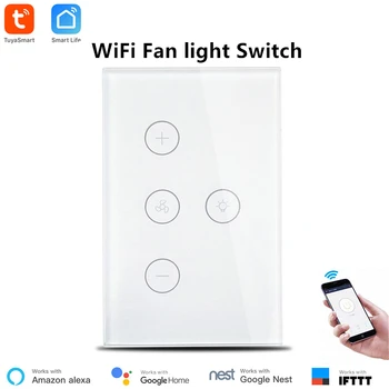 

Alexa Compatible Smart Ceiling Fan Light Switch WiFi Wall Switch Smart Life Various Speed Control Works with Echo Google Home