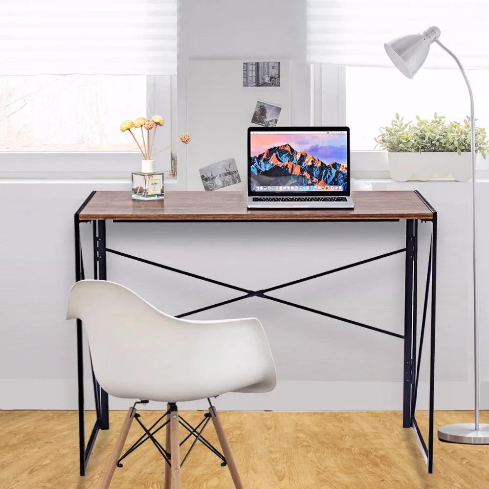 Us 59 99 Giantex Folding Writing Computer Desk Modern Simple Study Laptop Table Home Office Commercial Furniture Hw59256 In Desks From