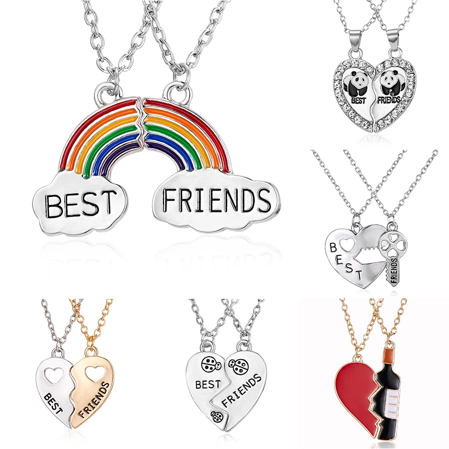 

Rinhoo 1 Pair Forever Best Friends Pendant Necklace Fashion Heart Shape Splice Combination Friendship Necklaces Gift For Partner