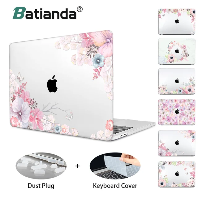 Floral Printing Hard Laptop Case For Macbook Pro Retina 11 12 13 15 Air Pro 15 13 2018 A1932 A1708 A1989 Touch bar Crystal Cover