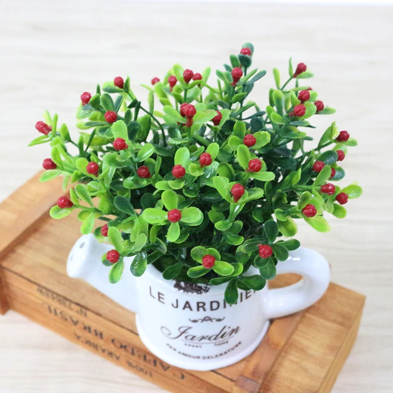 artificial plastic flowers with Ceramics vase cute artificial flower set home decoration for wedding flowers decoration (16)