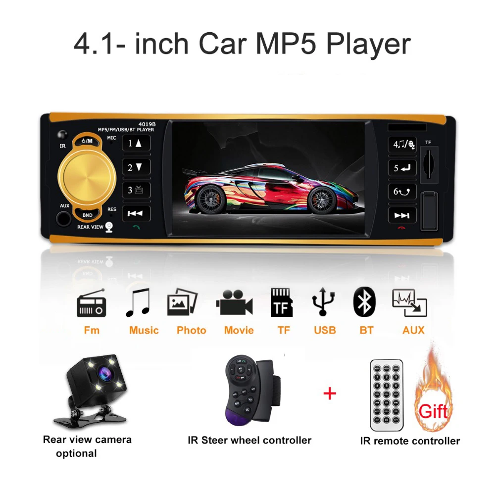 4019B 4.1 inch 1 Din Car Radio auto Audio Stereo autoradio USB AUX FM Station Bluetooth With