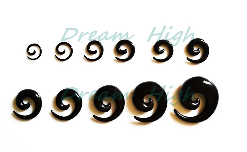 HENGKE ювелирные изделия акриловая серьга в виде спирали Улитка расширители черные ушные ленты 100 шт/партия разноцветный пирсинг для тела ювелирные изделия 1,6 to10mm