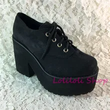 Princess sweet lolita shoes Loliloliyoyo antaina gothic Japanese design cos shoes custom thick bottom black suede shoes 9618-2