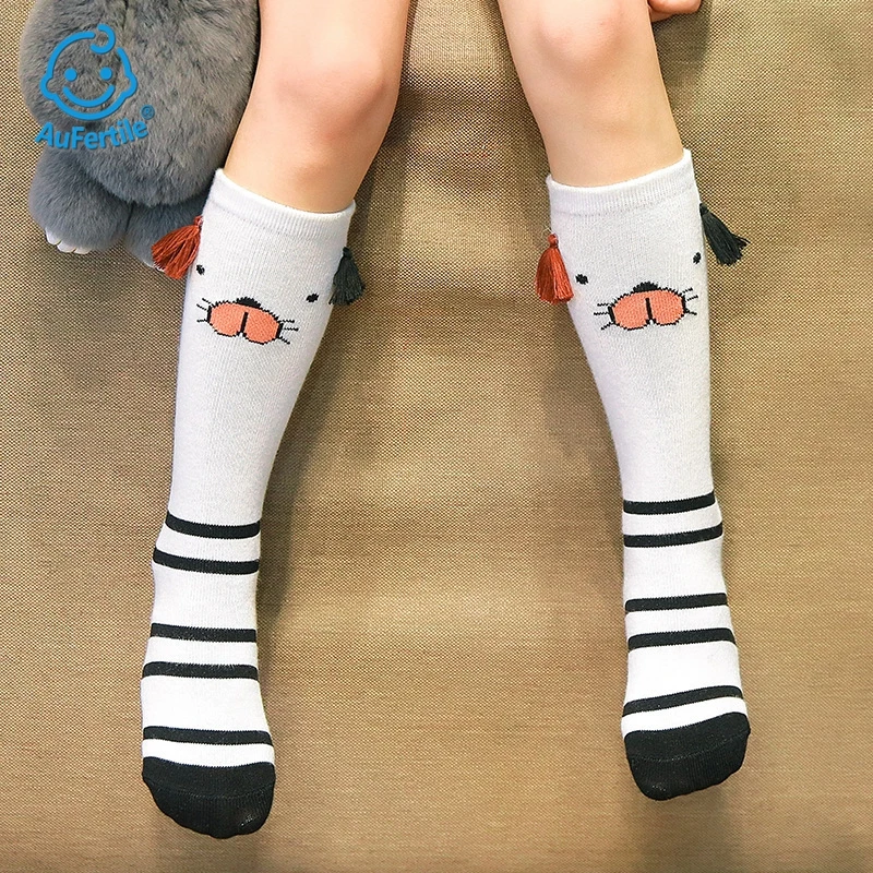 Cute Cartoon Tassels Seals Kids Socks3D Animal Cotton Baby Long Girl Socks Knee High Quality for Toddler Girl Clothing