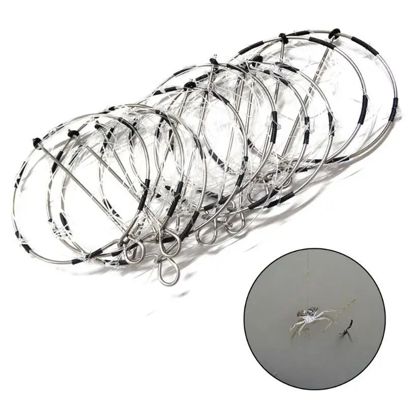 

10pcs/set 6-Ring Portable Fishing Shrimp Crab Cast Trap Catch Crabs Tool Set Tackle Iron Wire Durable Crab Rule Tools