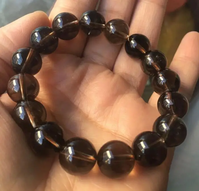 

free shipping 12mm Natural natural Brown Crystal Beads Bracelet