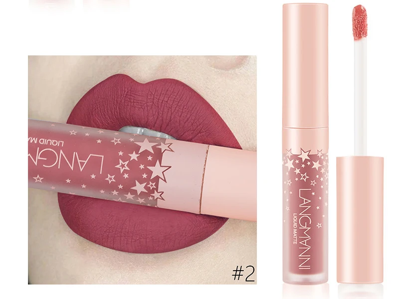 Batom à Prova Líquido de Veludo Kit de Maquiagem Langmanni Matte d' Água Sexy Hot Long-lasting Batom Mate Gloss Labial Conjunto 12 Pçs - Set 8 Cheap Brilho labial